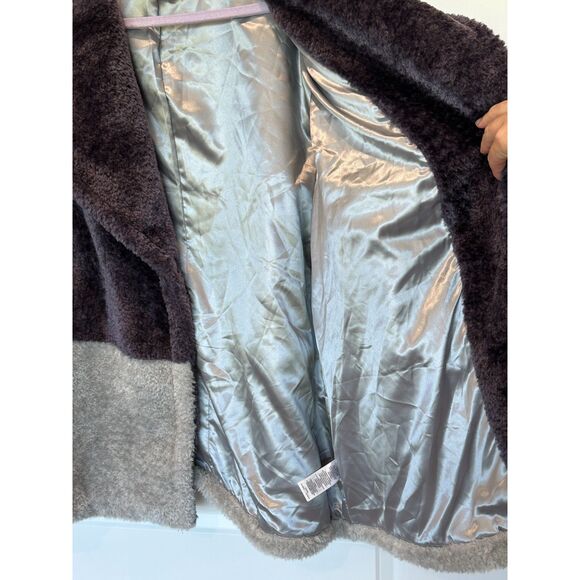 French Connection Faux Fur Teddy Jacket Color Block Size XL - Picture 4 of 7